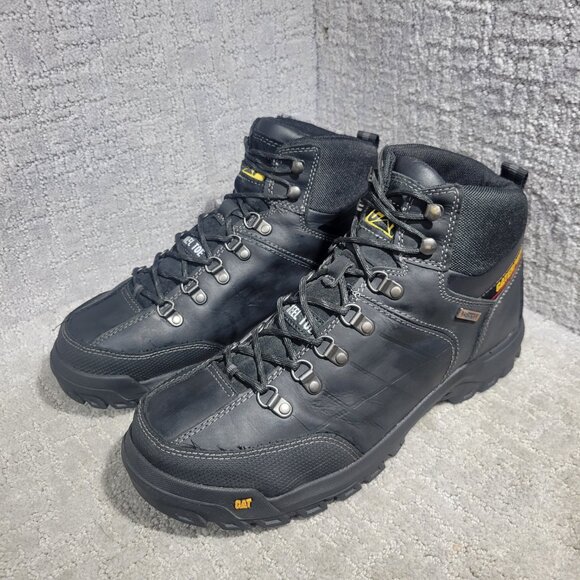 Caterpillar Threshold Mens Size 13M Black Leather Waterproof Steel Toe Work Boot - Picture 10 of 11